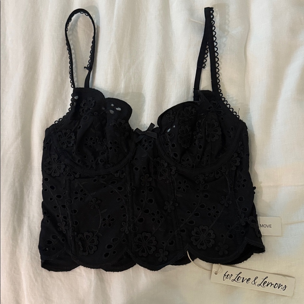 For Love And Lemons Natalia Corset Top Black